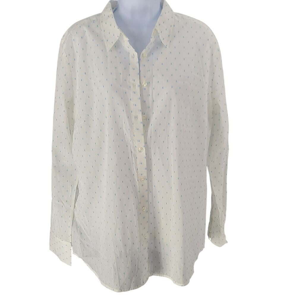 Ann Taylor women's 100% cotton cotton up blouse white Size 14 office career